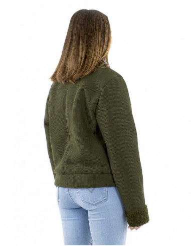 Corduroy jacket with fur