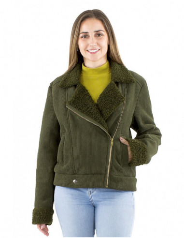 Corduroy jacket with fur