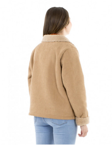 Fur-lined corduroy jacket with buttons