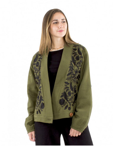 Veste style kimono brodée large