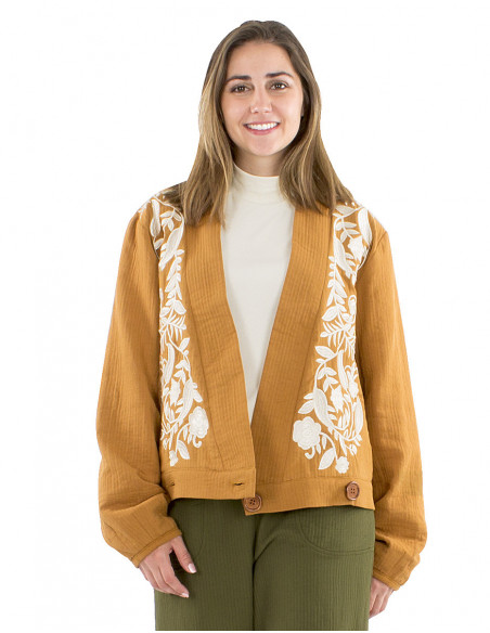 Veste style kimono brodée large