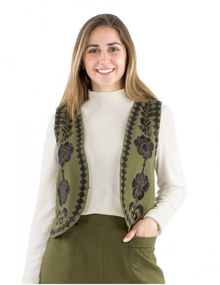 Veste bohème brodée sans manches