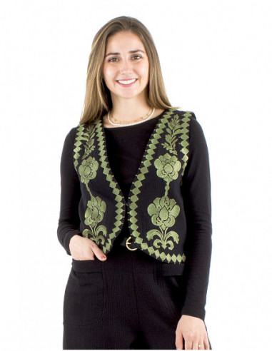 Veste bohème brodée sans manches