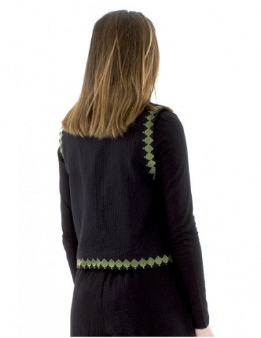 Veste bohème brodée sans manches