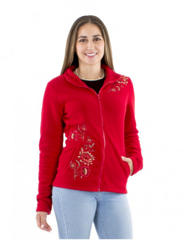 Veste polaire brodée fleurie