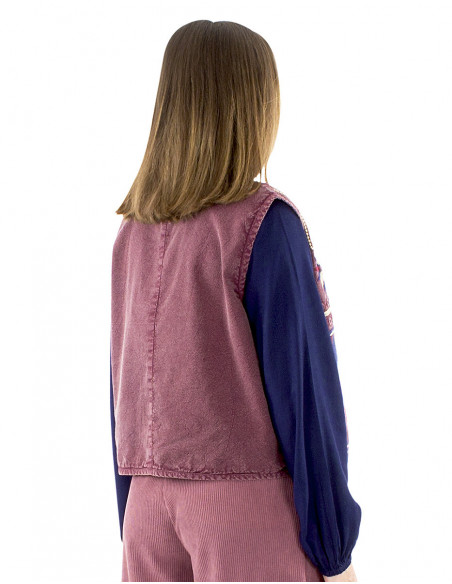 Sleeveless jacket with mirror embroidery