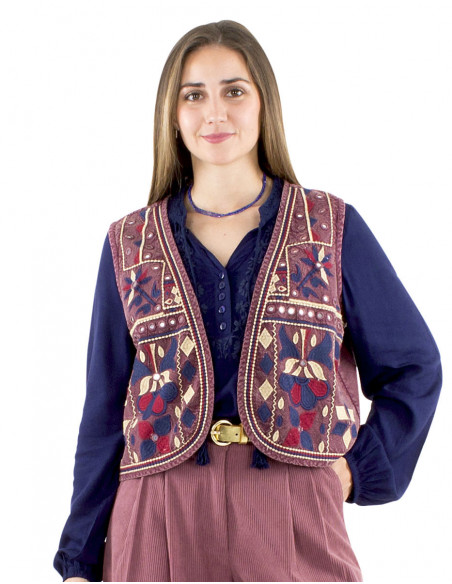 Veste sans manches brodée miroirs