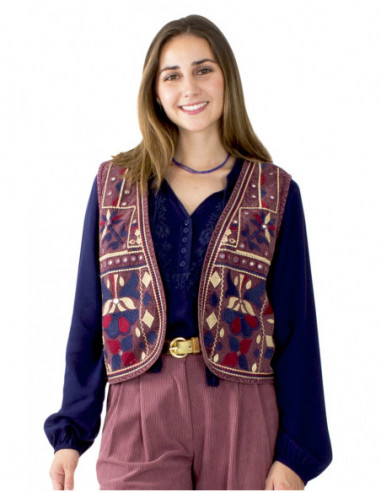 Veste sans manches brodée miroirs