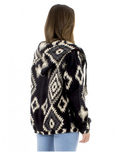 Short jacquard jacket with hood