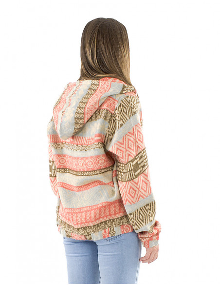 Short jacquard jacket with hood