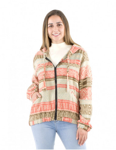 Veste courte jacquard avec capuche