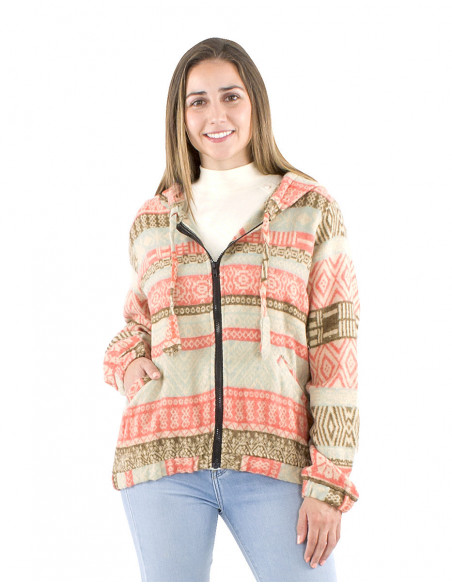 Veste courte jacquard avec capuche