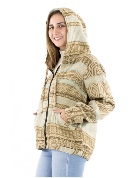 Veste courte jacquard avec capuche