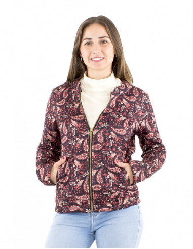 Short paisley pattern fur-lined jacket
