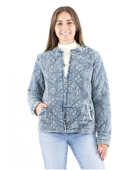 Quilted jacket with embroidered mirrors