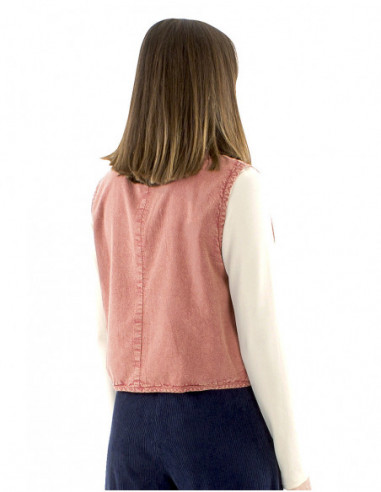 Sleeveless jacket with mirror embroidery