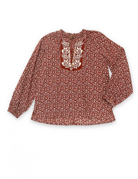 Chemisier boho plastron brodé