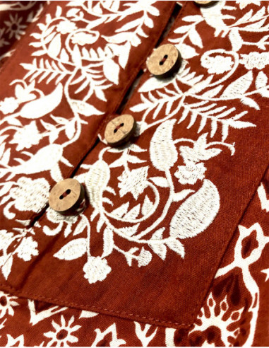 Chemisier boho plastron brodé