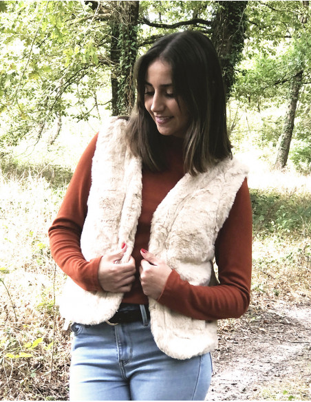 Veste réversible fausse fourrure