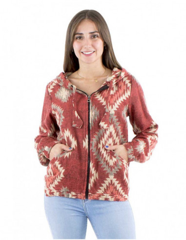 Veste courte jacquard avec capuche