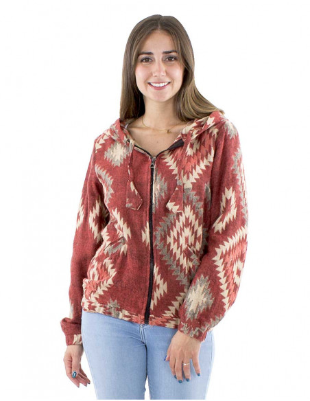 Short jacquard jacket with hood