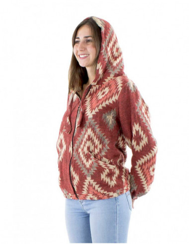 Short jacquard jacket with hood