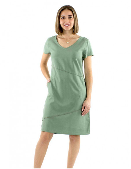 Plain dress with short sleeves