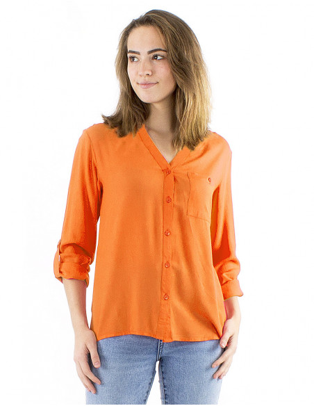 Basic shirt with adjustable 3/4 sleeves