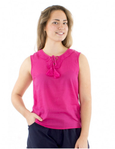 Bohemian sleeveless top with ties