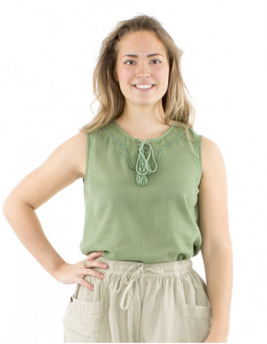 Bohemian sleeveless top with ties