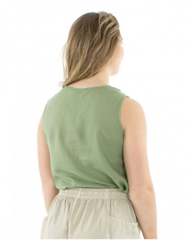 Bohemian sleeveless top with ties