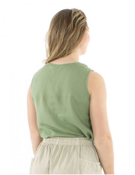 Bohemian sleeveless top with ties