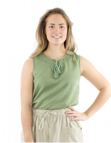Bohemian sleeveless top with ties