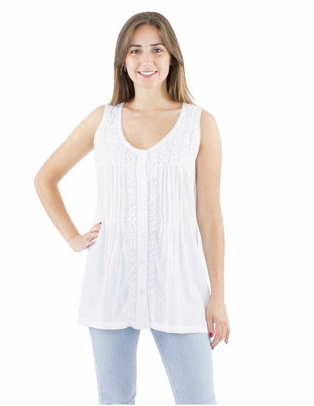 Long cotton embroidered top