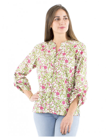 Cotton blouse boho colored pattern