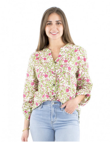 Cotton blouse boho colored pattern