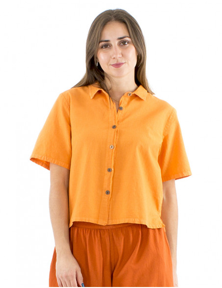 Chemisier femme court et ample coton