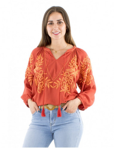 Bohemian blouse hand embroidered