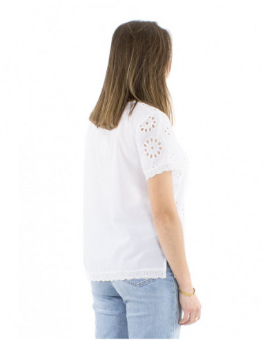 Shortsleeves cotton embroidered top