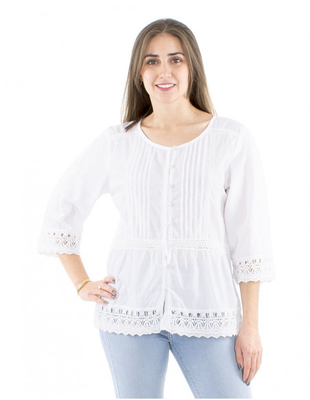 Cotton blouse with lacework