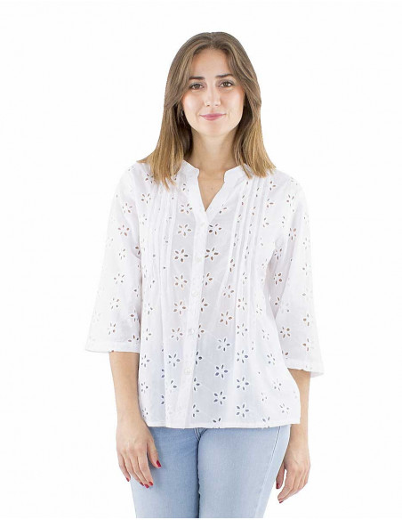 Chemisier coton broderies anglaises