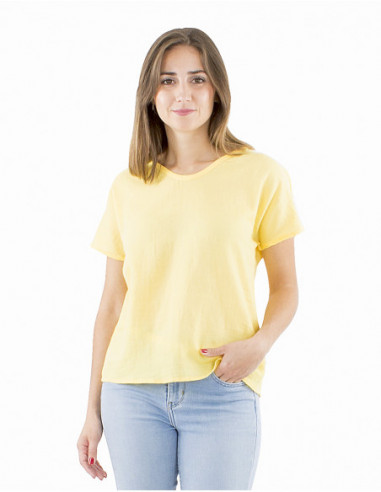 Plain fabric cotton top with V-neck