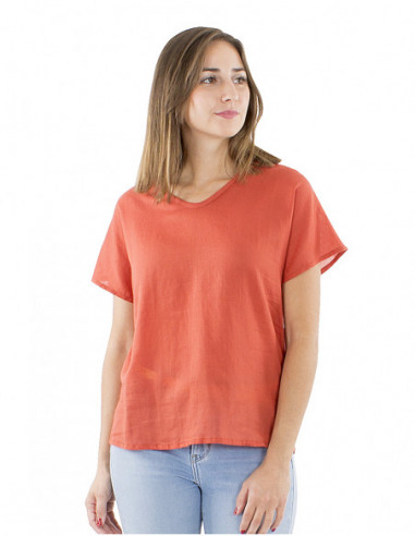 Plain fabric cotton top with V-neck