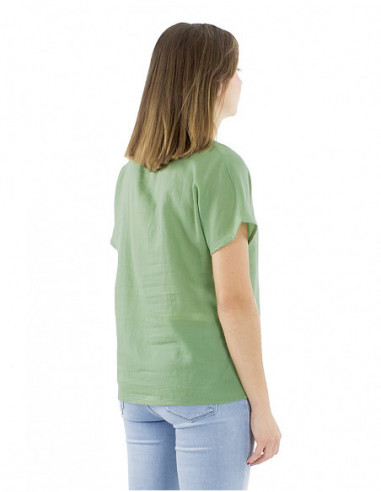 Plain fabric cotton top with V-neck