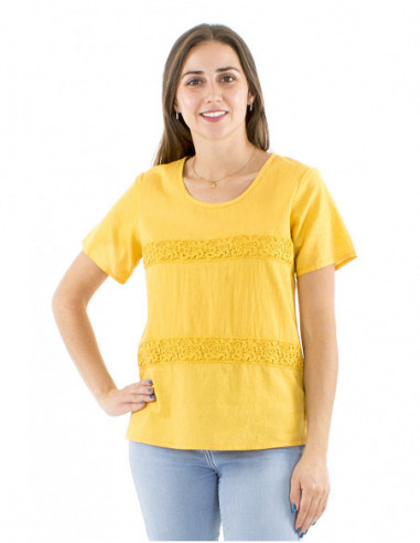 Lady boho cotton top with lacework