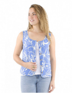 Veste sans manches bohème fleurs 2