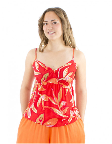 Top bohème bretelles dos élastique