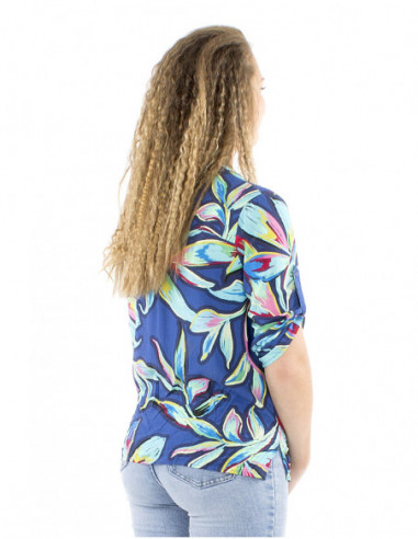 Boho blouse colorful print and gathers