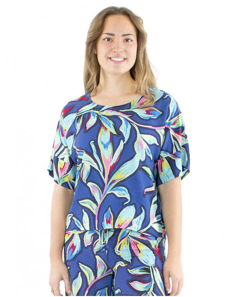 Large cut boho blouse colorful print