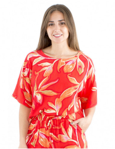 Large cut boho blouse colorful print